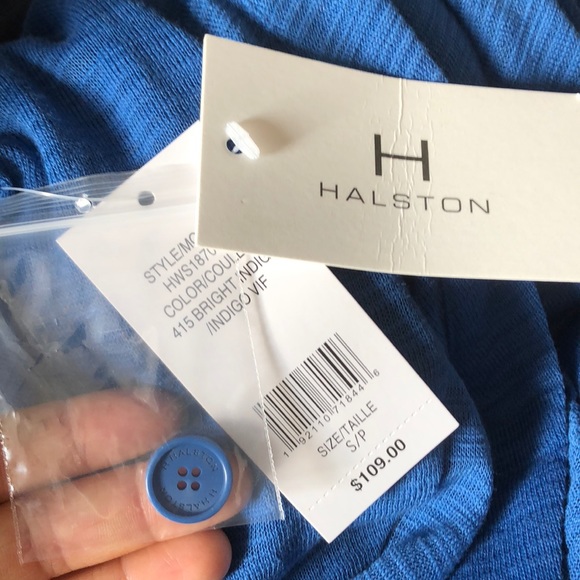 || Halston || bright indigo cardigan rouched arms - Picture 8 of 8
